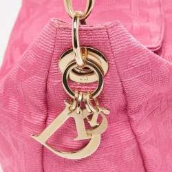 Pre Owned Dior Pink Cannage Canvas Lady Dior Hobo
