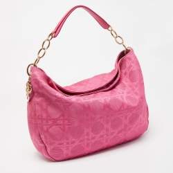 Pre Owned Dior Pink Cannage Canvas Lady Dior Hobo