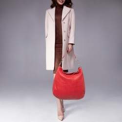 Pre Owned Dior Red Woven Leather Lady Dior Hobo