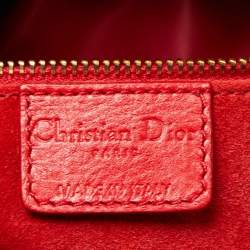 Pre Owned Dior Red Woven Leather Lady Dior Hobo