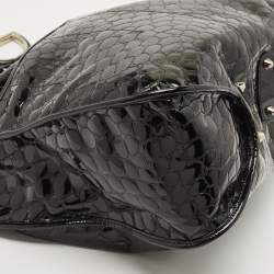 Pre Owned Dior Black Croc Embossed Patent Leather 61 Hobo