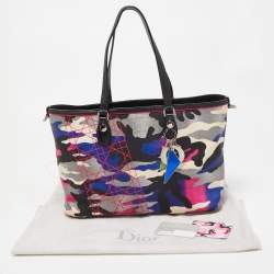 Pre Owned Dior Multicolor Camouflage Coated Canvas and Leather Anselm Reyle Tote 