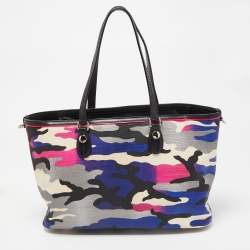 Pre Owned Dior Multicolor Camouflage Coated Canvas and Leather Anselm Reyle Tote 