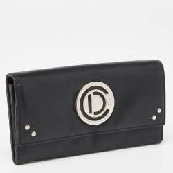 Pre Owned Dior Black Leather Flap Continental Wallet