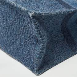Pre Owned Dior Blue Oblique Denim Large Book Tote