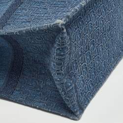 Pre Owned Dior Blue Oblique Denim Large Book Tote
