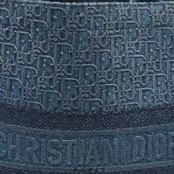 Pre Owned Dior Blue Oblique Denim Large Book Tote