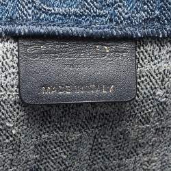 Pre Owned Dior Blue Oblique Denim Large Book Tote