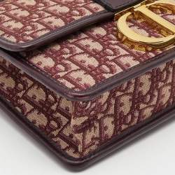 Pre Owned Dior Burgundy Oblique Canvas and Leather 30 Montaigne Shoulder Bag