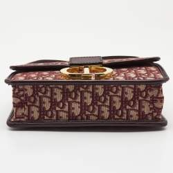Pre Owned Dior Burgundy Oblique Canvas and Leather 30 Montaigne Shoulder Bag