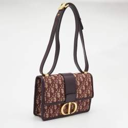 Pre Owned Dior Burgundy Oblique Canvas and Leather 30 Montaigne Shoulder Bag