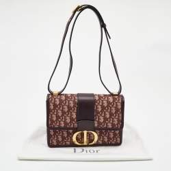 Pre Owned Dior Burgundy Oblique Canvas and Leather 30 Montaigne Shoulder Bag