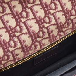 Pre Owned Dior Burgundy Oblique Canvas and Leather 30 Montaigne Shoulder Bag