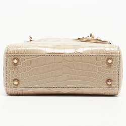 Pre Owned Dior Beige Alligator Mini Lady Dior Tote