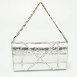 Pre Owned Dior Silver Leather Diorama Wallet On Chain