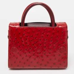 Pre Owned Dior Red Ostrich Small Diorever Tote