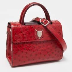 Pre Owned Dior Red Ostrich Small Diorever Tote