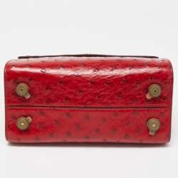 Pre Owned Dior Red Ostrich Small Diorever Tote