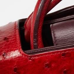 Pre Owned Dior Red Ostrich Small Diorever Tote