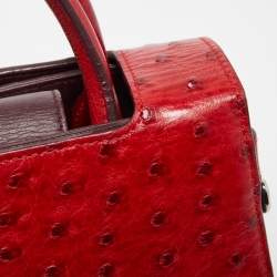 Pre Owned Dior Red Ostrich Small Diorever Tote