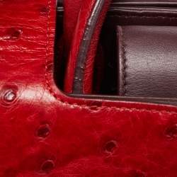 Pre Owned Dior Red Ostrich Small Diorever Tote