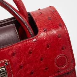 Pre Owned Dior Red Ostrich Small Diorever Tote