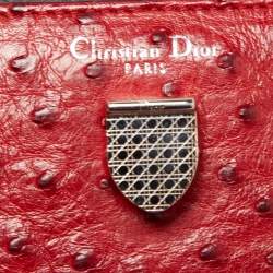 Pre Owned Dior Red Ostrich Small Diorever Tote