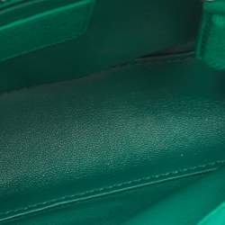 Pre Owned Dior Green Ostrich Leather Mini Lady Dior Tote