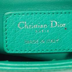 Pre Owned Dior Green Ostrich Leather Mini Lady Dior Tote