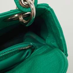 Pre Owned Dior Green Ostrich Leather Mini Lady Dior Tote