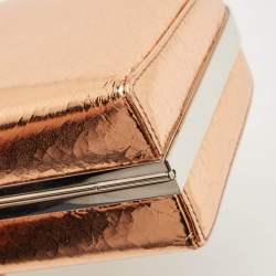 Pre Owned Dior Bronze Foil Leather Frame Clutch