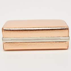 Pre Owned Dior Bronze Foil Leather Frame Clutch