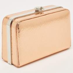 Pre Owned Dior Bronze Foil Leather Frame Clutch