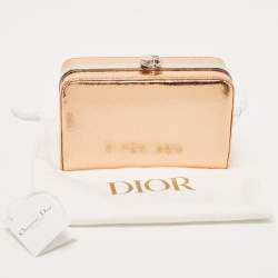 Pre Owned Dior Bronze Foil Leather Frame Clutch