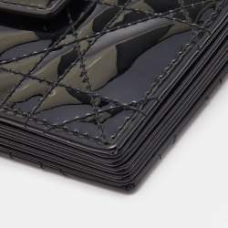 Pre Owned Dior Black Cannage Patent Leather Lady Dior 5 Gusset Card Holder