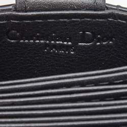 Pre Owned Dior Black Cannage Patent Leather Lady Dior 5 Gusset Card Holder
