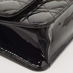 Pre Owned Dior Black Cannage Patent Leather Miss Dior Promenade Chain Bag