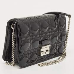 Pre Owned Dior Black Cannage Patent Leather Miss Dior Promenade Chain Bag