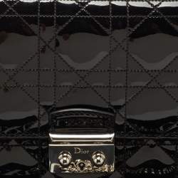 Pre Owned Dior Black Cannage Patent Leather Miss Dior Promenade Chain Bag