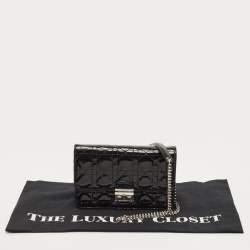 Pre Owned Dior Black Cannage Patent Leather Miss Dior Promenade Chain Bag