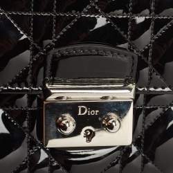 Pre Owned Dior Black Cannage Patent Leather Miss Dior Promenade Chain Bag