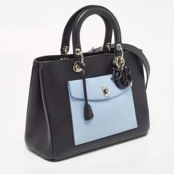 Pre Owned Dior Tri Color Leather Large Lady Dior Pocket Tote