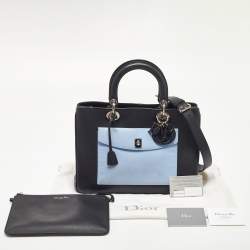 Pre Owned Dior Tri Color Leather Large Lady Dior Pocket Tote