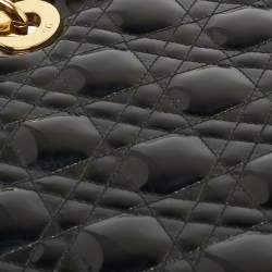 Pre Owned Dior Black Cannage Patent Leather Large Lady Dior Tote