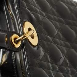 Pre Owned Dior Black Cannage Patent Leather Large Lady Dior Tote