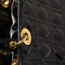 Pre Owned Dior Black Cannage Patent Leather Large Lady Dior Tote
