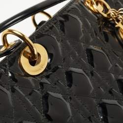 Pre Owned Dior Black Cannage Patent Leather Large Lady Dior Tote