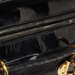 Pre Owned Dior Black Cannage Patent Leather Large Lady Dior Tote