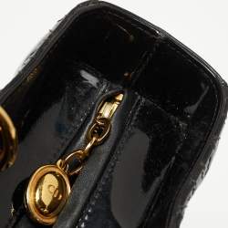 Pre Owned Dior Black Cannage Patent Leather Large Lady Dior Tote