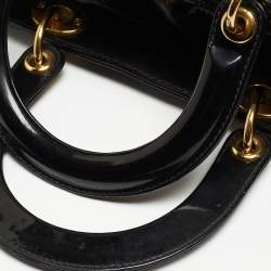 Pre Owned Dior Black Cannage Patent Leather Large Lady Dior Tote
